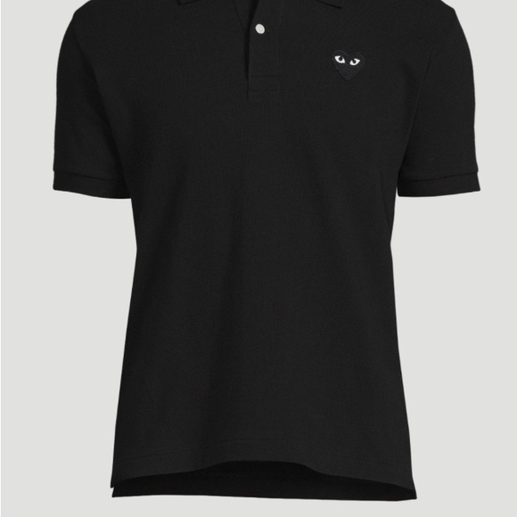 SOLD COMME DES GARCONS Black Classic Polo with heart patch at the chest. - Picture 4 of 4